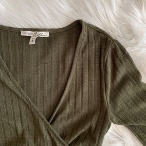 Express Wrap Front V Neck Crop Top